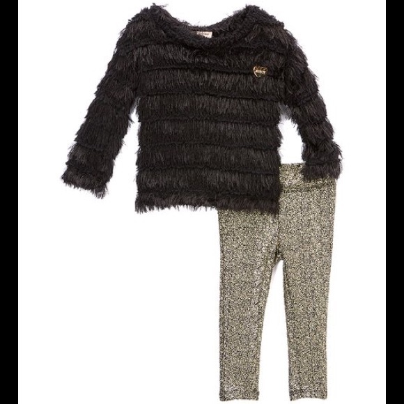 Juicy Couture Black Ruffle Tunic/Metallic Leggings